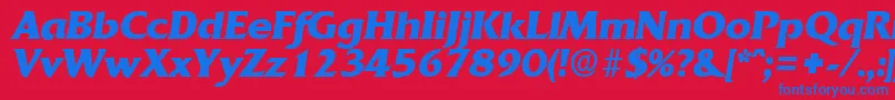フォントQuadratBoldita – 赤い背景に青い文字