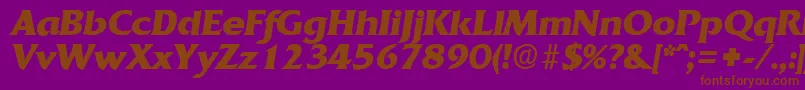 フォントQuadratBoldita – 紫色の背景に茶色のフォント