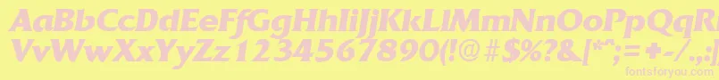 フォントQuadratBoldita – ピンクのフォント、黄色の背景