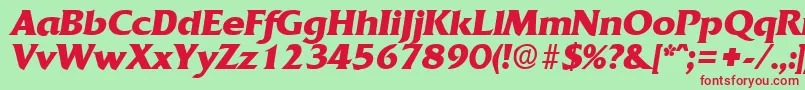フォントQuadratBoldita – 赤い文字の緑の背景