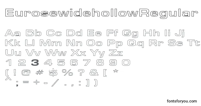 Шрифт EurosewidehollowRegular – алфавит, цифры, специальные символы