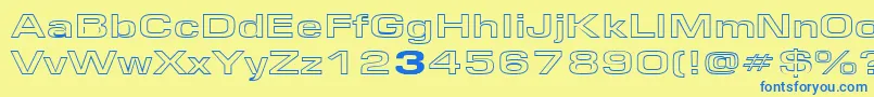 EurosewidehollowRegular Font – Blue Fonts on Yellow Background