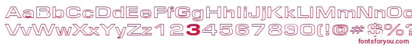 フォントEurosewidehollowRegular – 白い背景に赤い文字