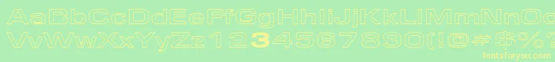 フォントEurosewidehollowRegular – 黄色の文字が緑の背景にあります