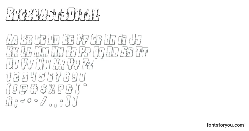Bogbeast3Dital-fontti – aakkoset, numerot, erikoismerkit