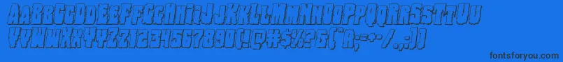 Bogbeast3Dital-Schriftart – Schwarze Schriften auf blauem Hintergrund