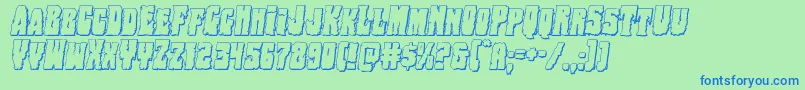 Bogbeast3Dital-Schriftart – Blaue Schriften auf grünem Hintergrund