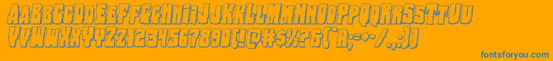 Bogbeast3Dital-Schriftart – Blaue Schriften auf orangefarbenem Hintergrund