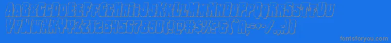フォントBogbeast3Dital – 青い背景に灰色の文字