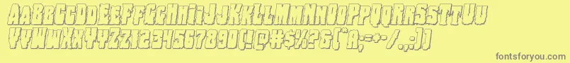 Bogbeast3Dital-fontti – harmaat kirjasimet keltaisella taustalla