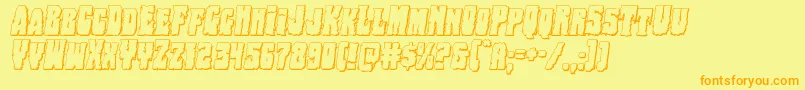 Bogbeast3Dital-Schriftart – Orangefarbene Schriften auf gelbem Hintergrund