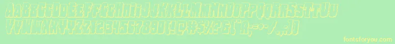 フォントBogbeast3Dital – 黄色の文字が緑の背景にあります