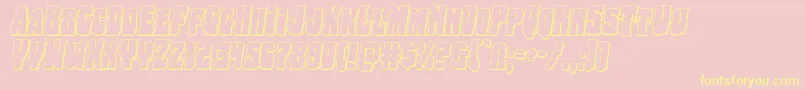 Bogbeast3Dital-fontti – keltaiset fontit vaaleanpunaisella taustalla