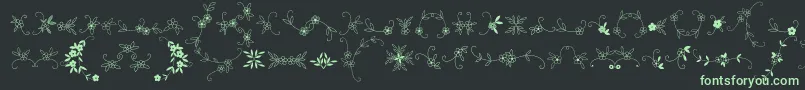 Weitere Informationen zur MeninaGraciosaOrnamentsTwo-Schriftart MeninaGraciosaOrnamentsTwo-Schriftart – Grüne Schriften auf schwarzem Hintergrund