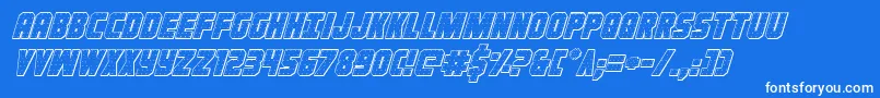 Ironforge3Dital-Schriftart – Weiße Schriften auf blauem Hintergrund