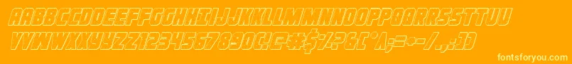 Ironforge3Dital-Schriftart – Gelbe Schriften auf orangefarbenem Hintergrund