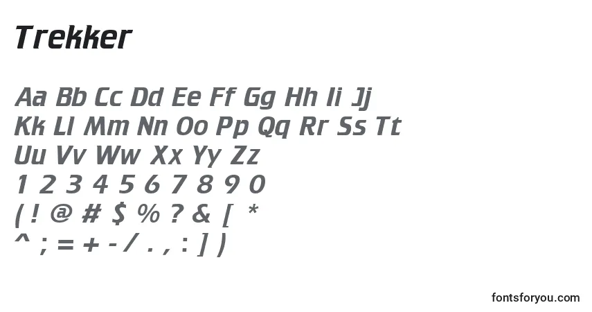 Schriftart Trekker – Alphabet, Zahlen, spezielle Symbole