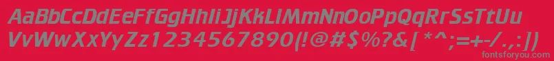 Trekker-Schriftart – Graue Schriften auf rotem Hintergrund