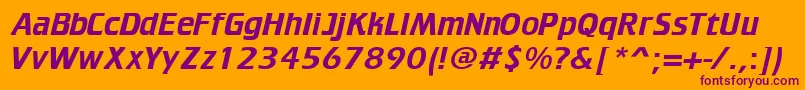 Trekker-Schriftart – Violette Schriften auf orangefarbenem Hintergrund