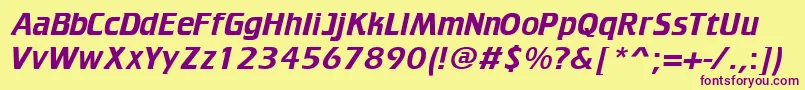 Trekker-Schriftart – Violette Schriften auf gelbem Hintergrund
