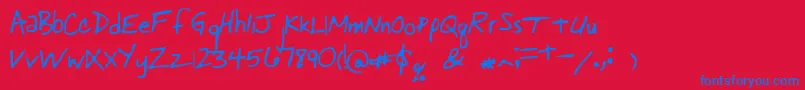 Pastorswrit Font – Blue Fonts on Red Background