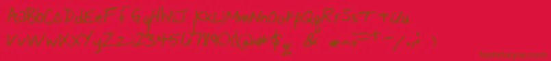 Pastorswrit Font – Brown Fonts on Red Background