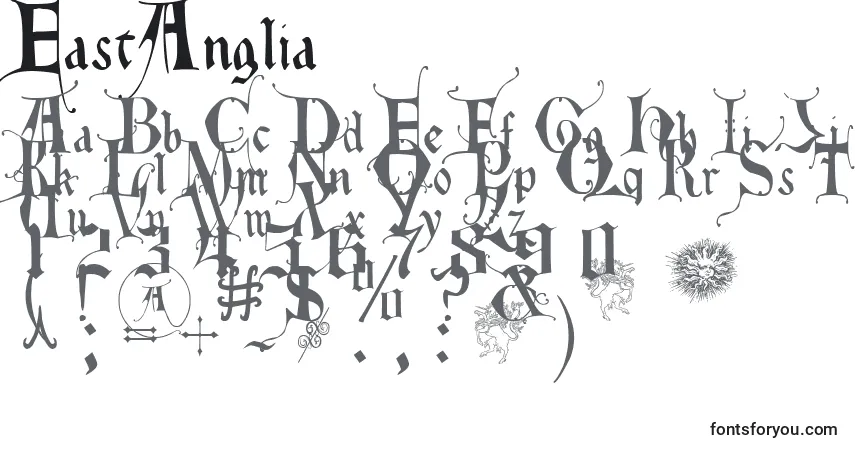 A fonte EastAnglia (99630) – alfabeto, números, caracteres especiais