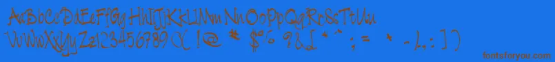 フォントCratch – 茶色の文字が青い背景にあります。