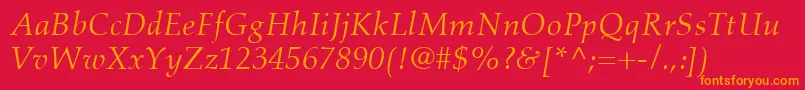 AldusLtItalic Font – Orange Fonts on Red Background