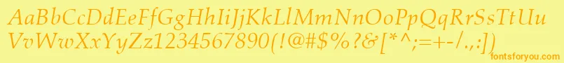 AldusLtItalic Font – Orange Fonts on Yellow Background