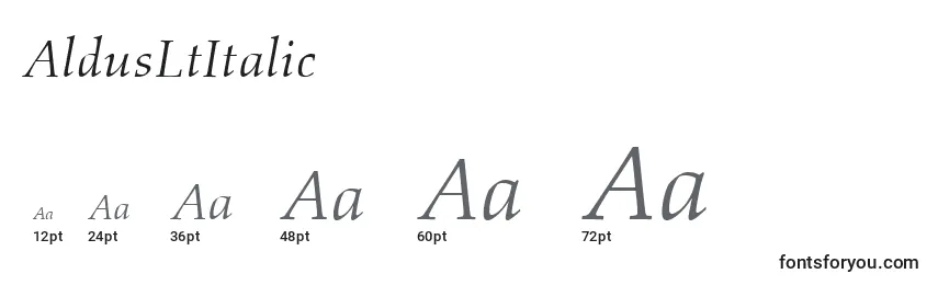 Размеры шрифта AldusLtItalic
