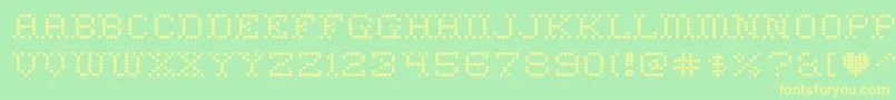 HeartsweetheartRegular-fontti – keltaiset fontit vihreällä taustalla