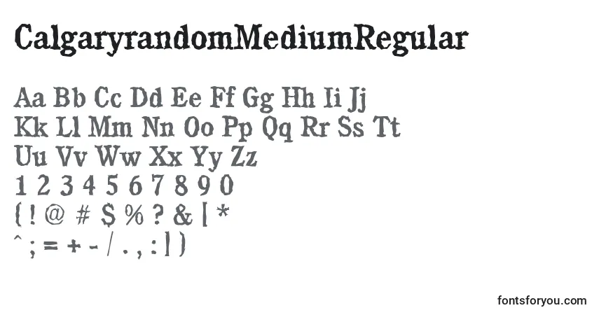 A fonte CalgaryrandomMediumRegular – alfabeto, números, caracteres especiais