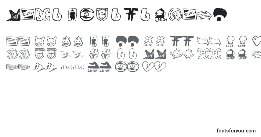 Schriftart ParodyLogoskate – Alphabet, Zahlen, spezielle Symbole