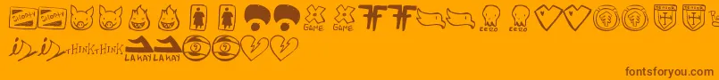 ParodyLogoskate-Schriftart – Braune Schriften auf orangefarbenem Hintergrund
