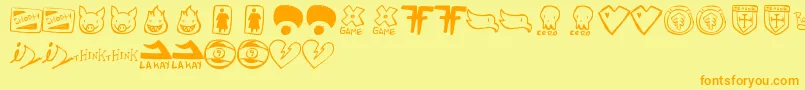 ParodyLogoskate-Schriftart – Orangefarbene Schriften auf gelbem Hintergrund