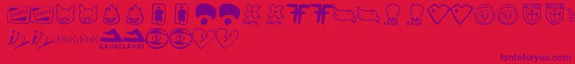 ParodyLogoskate Font – Purple Fonts on Red Background