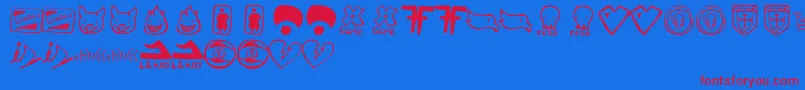 フォントParodyLogoskate – 赤い文字の青い背景