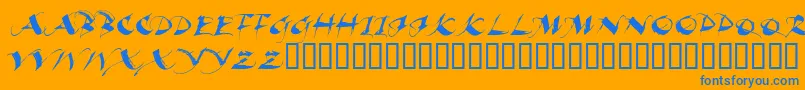 Beaui-Schriftart – Blaue Schriften auf orangefarbenem Hintergrund