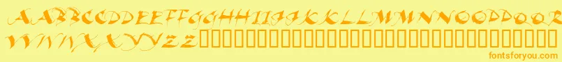 フォントBeaui – オレンジの文字が黄色の背景にあります。