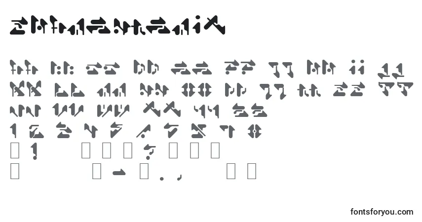 A fonte ShamenRemix – alfabeto, números, caracteres especiais
