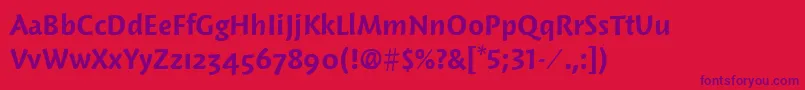 WoodlandItcDemi Font – Purple Fonts on Red Background