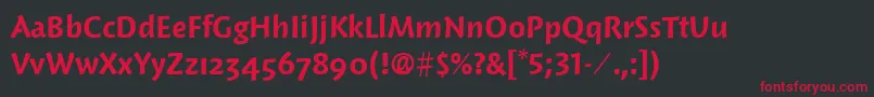 WoodlandItcDemi Font – Red Fonts on Black Background