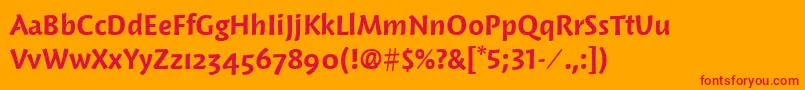 WoodlandItcDemi Font – Red Fonts on Orange Background