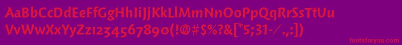 WoodlandItcDemi Font – Red Fonts on Purple Background