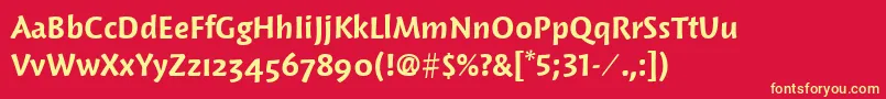 WoodlandItcDemi Font – Yellow Fonts on Red Background