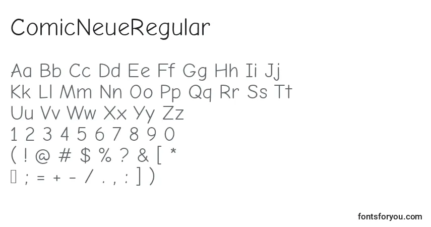 A fonte ComicNeueRegular – alfabeto, números, caracteres especiais
