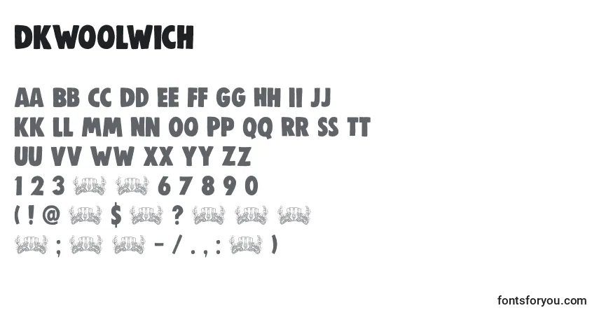 Schriftart DkWoolwich – Alphabet, Zahlen, spezielle Symbole