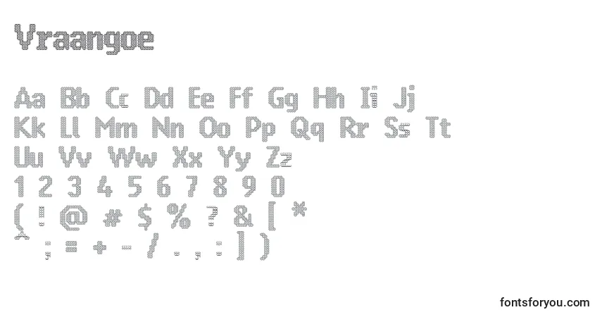Schriftart Vraangoe – Alphabet, Zahlen, spezielle Symbole
