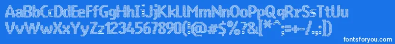 Vraangoe-Schriftart – Weiße Schriften auf blauem Hintergrund